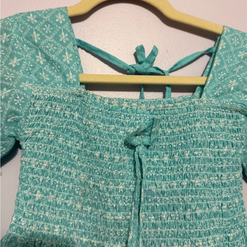 Turquoise Long Sleeve Dress/top with Pattern - Picture 6 of 6